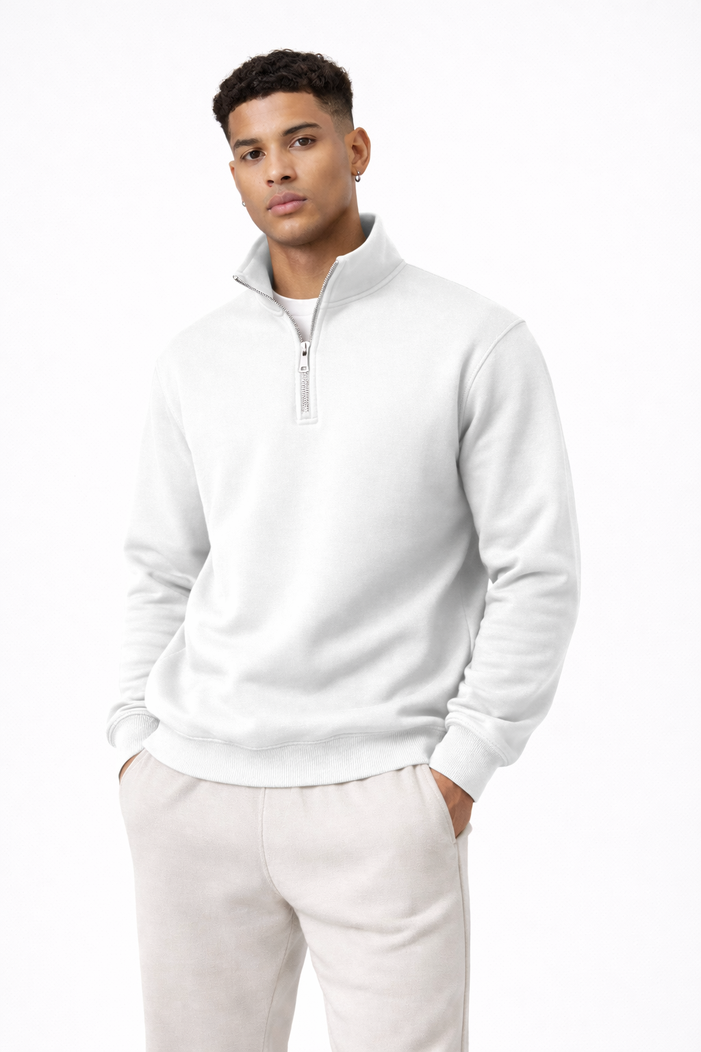 Sweatshirt met korte rits