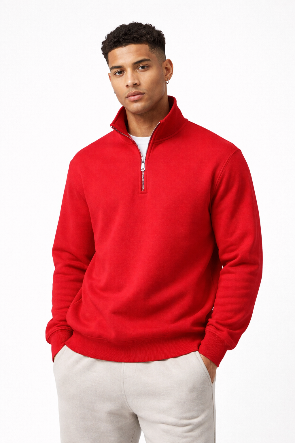 Sweatshirt met korte rits