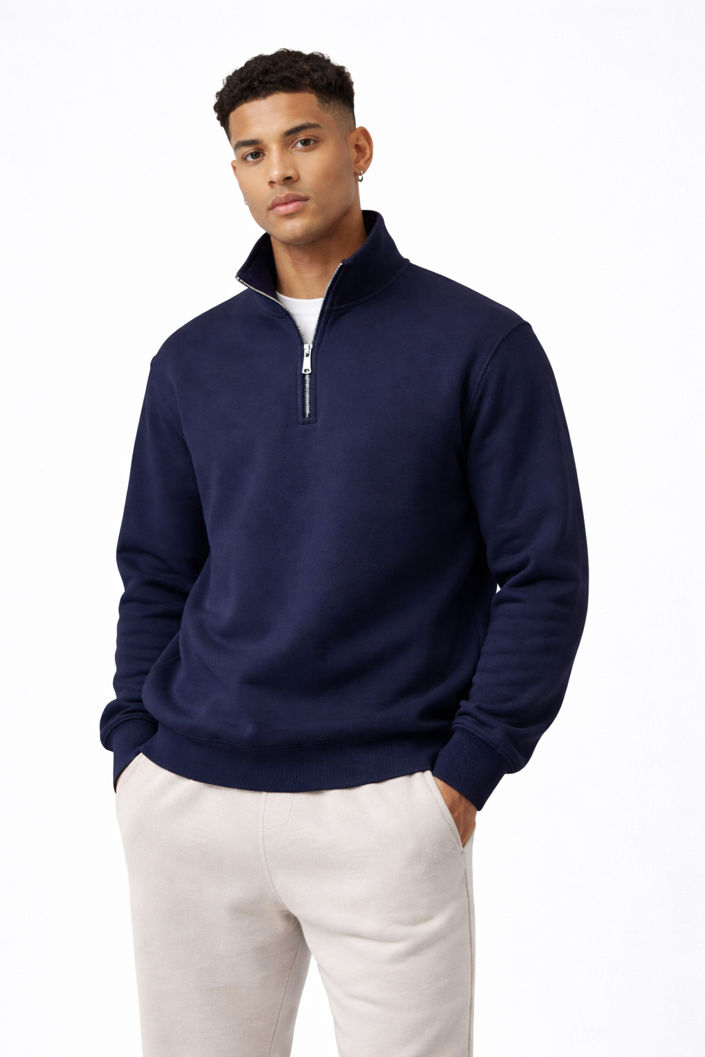 Sweatshirt met korte rits